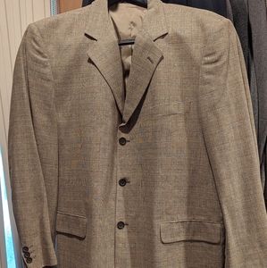 Milano Scala 100%wool men's blazer black and white with blue thin stripe size 48